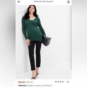 Maternity rib sweater June bug green small all cotton gap